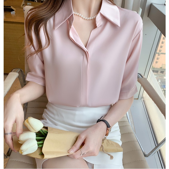 Áo sơ mi nữ cộc tay áo công sở Ganesa chất đẹp thoáng mát dễ chịu [GA01]