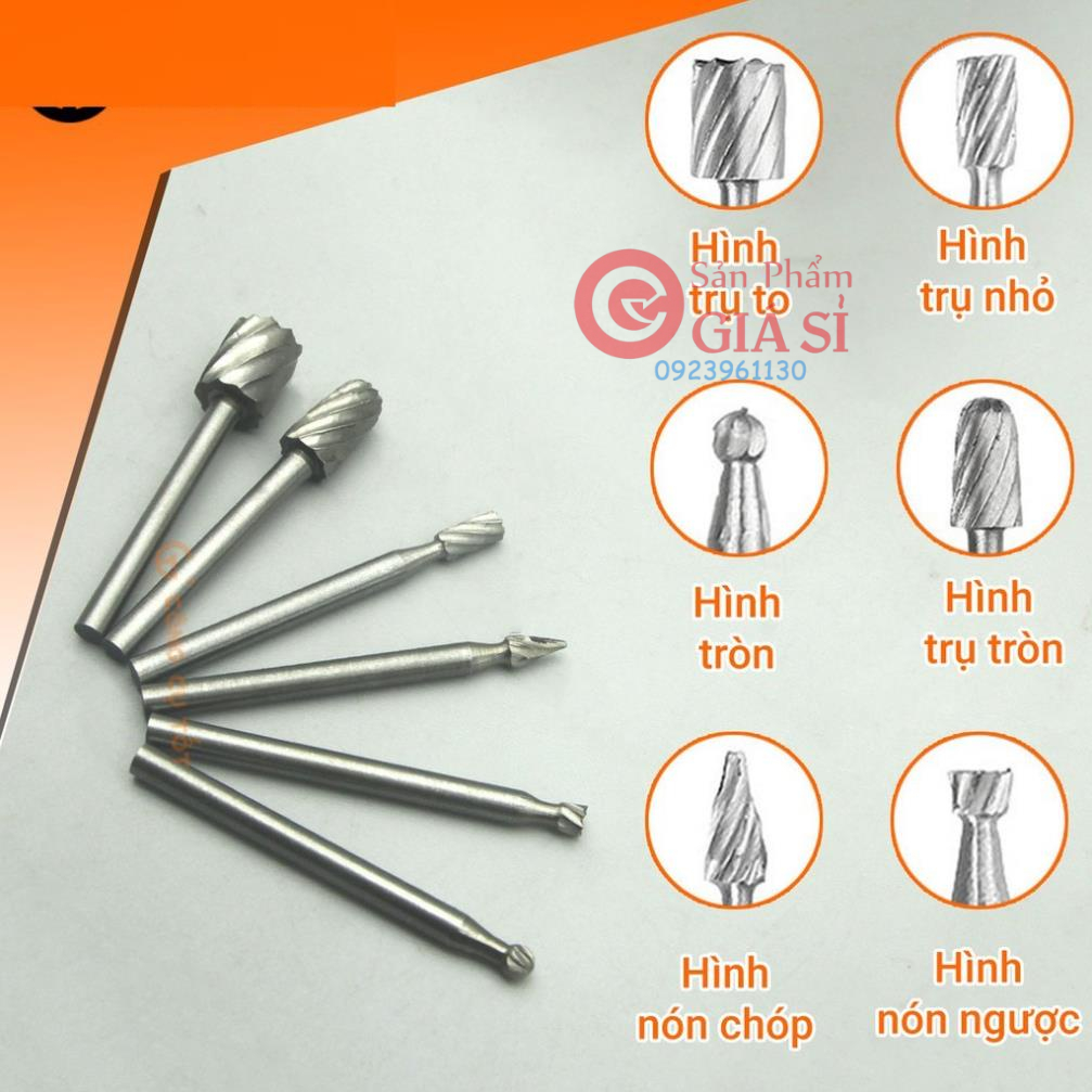 mũi mài gỗ nhựa cán 3mm (6 mũi) ❤️freeship❤️