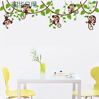 DECAL DÁN TƯỜNG HÌNH KHỈ ĐÙA NGHỊCH LEO TRÈO TRÊN DÀN DÂY