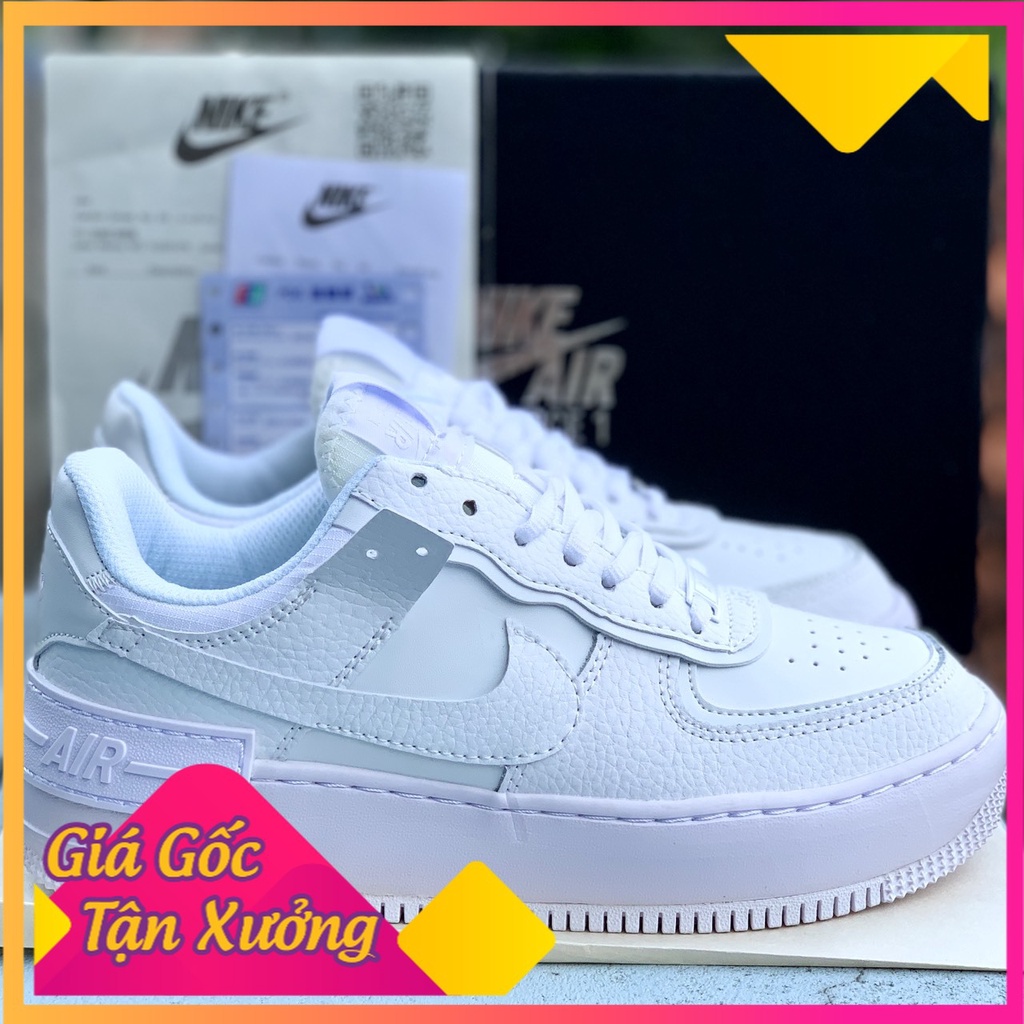 Giày thể thao Sneaker nam nữ AF1 SHADOW Trắng full (Free ship)(Hàng 1-1 Trung)(Tặng box bảo vệ)