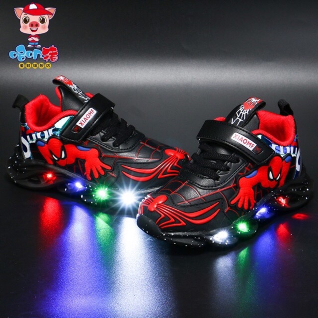 [NHẬP KIDTET hoàn 15% xu đơn 150k] Giày nhện siêu nhân XỊN có đèn led cho bé trai