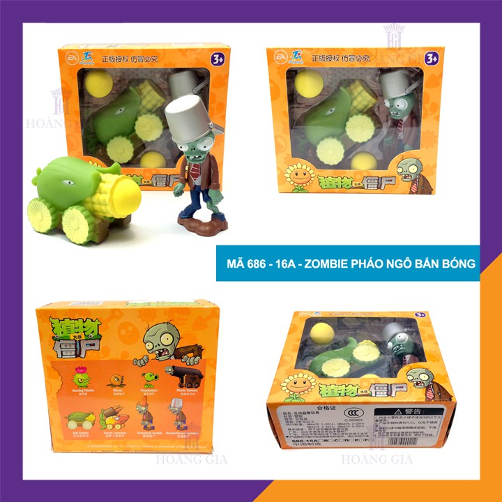 Đồ chơi trẻ em mô hình zombie & pháo ngô bắn bóng  - Hshop 686-16A - Hàng cao cấp - Plant VS Zombie