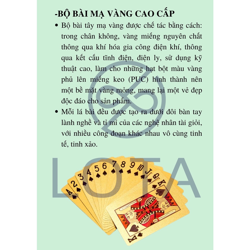 Bộ bài 52 lá mạ vàng 24k mặt sau hình Dollar Đô La chống nhăn không thấm nước, bộ bài tây cao cấp thiết kế đẹp độc đáo