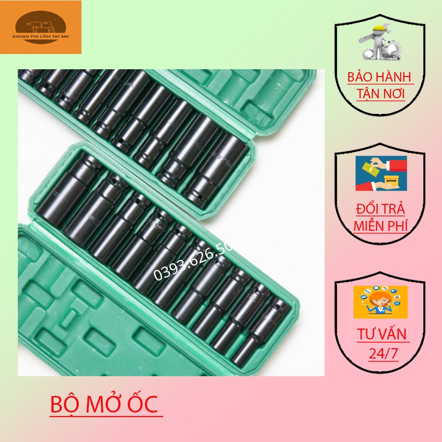 Bộ Khẩu dài 20 Món dùng cho máy siết bulong 8-32 - hàng cao cấp chống han rỉ chống vỡ Hàng Cao Cấp.