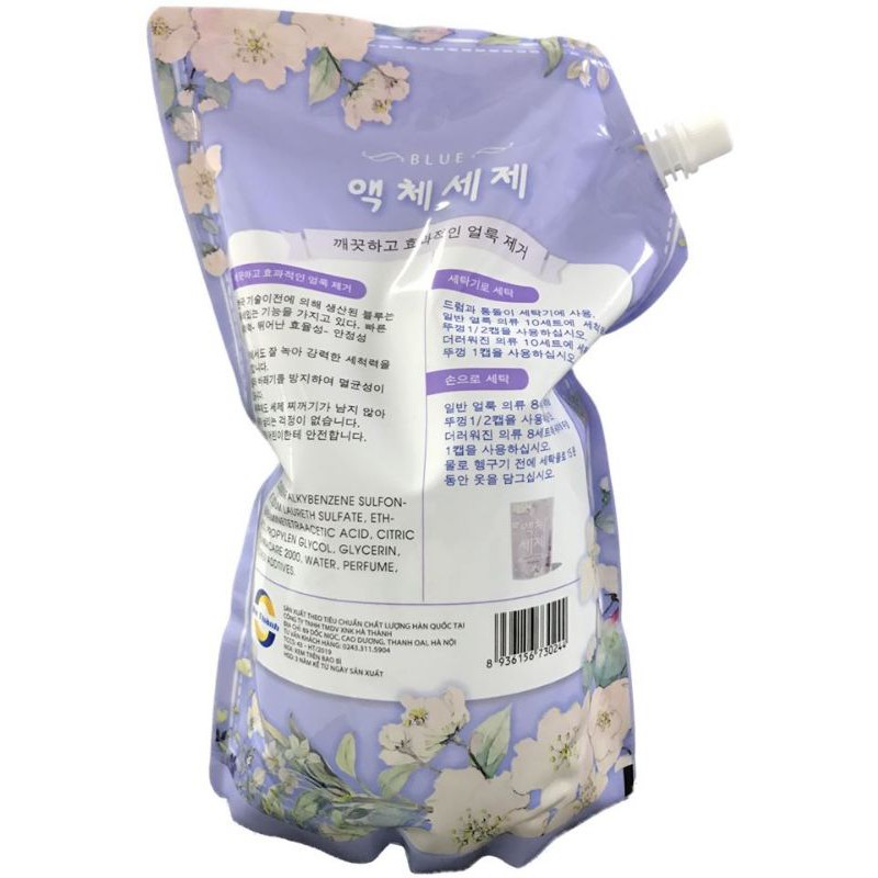 ( Bao Bì Mới ) Nước giặt Blue 2000 ml hương Thảo Mộc và hương Nước Hoa sx theo công nghệ Hàn Quốc an toàn cho gia đình 