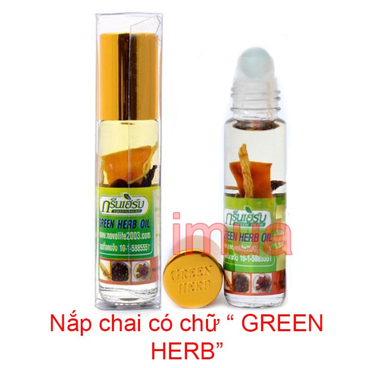 [Rẻ vô địch] Dầu Gió Thảo Dược Sâm Thái Lan Chính Hãng Green Herb Oil 8cc