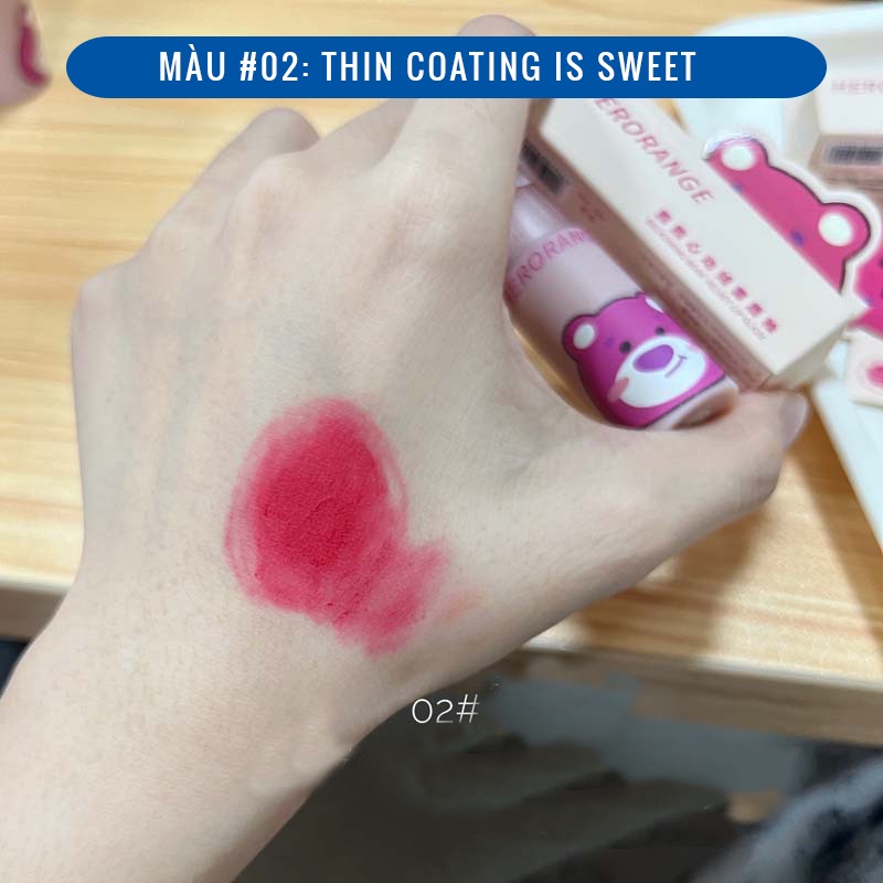Son Herorange Gấu tím Beckoning Bear Velvet Lip Glaze, son kem lì nội địa Trung