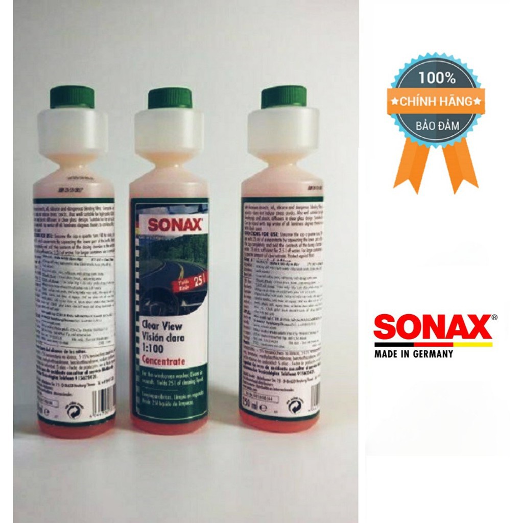 ❧﹊☸Nước Rửa Kính Lái Đậm Đặc Sonax Clear View 1:100 Concentrate 250ml