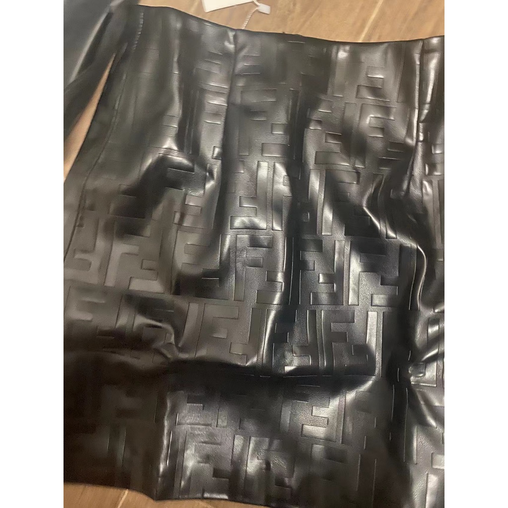 Chân Váy Da PU Ngắn Chữ F Lưng Cao Phong Cách Châu Âu Thời Trang Thu Đông