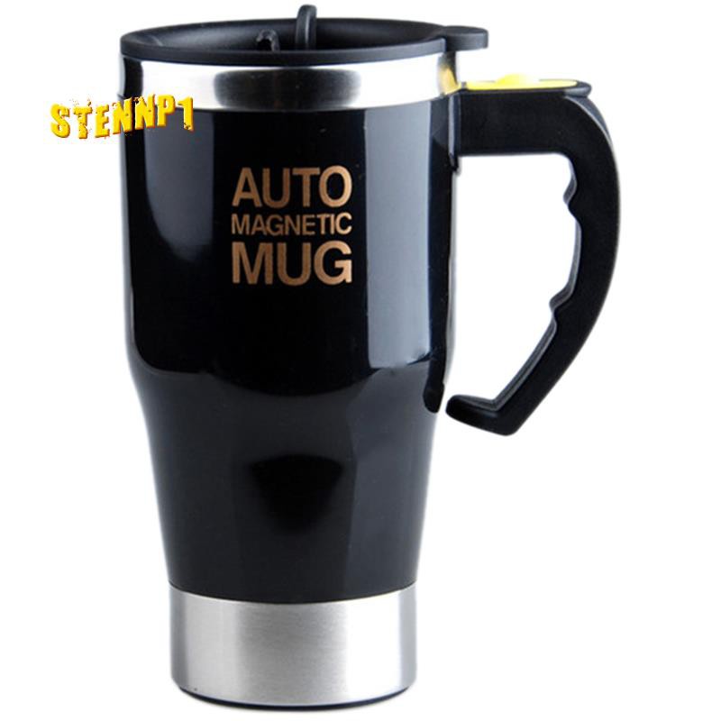 Cốc Pha Trà Cà Phê Tự Khuấy Bằng Thép Không Gỉ Hai Lớp Màu Đen Dùng Khi Đi Du Lịch