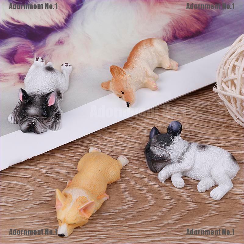 Set 2 đồ chơi mô hình chú chó bulldog đang ngủ dễ thương