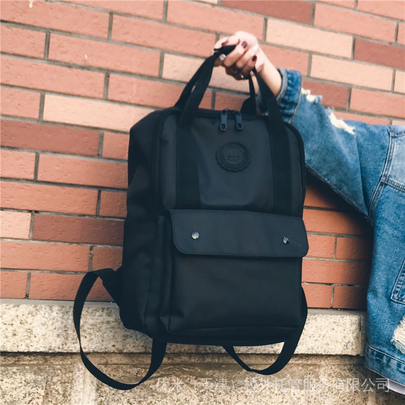 Korean style couple schoolbag women's high school simple backpack Harajuku trendy College student Men's canvas travel