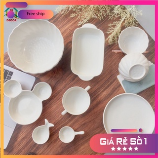 Bát Ăn Cơm Đĩa Sứ Bộ Chén Dĩa Sứ Dễ Thương Cute Bát Đĩa Decor Cao Cấp V44