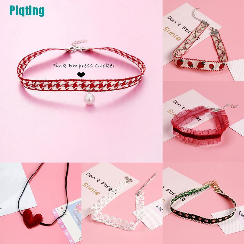 Vòng Cổ Choker Vải Nhung Mặt Hình Trái Tim Dễ Thương Cho Nữ