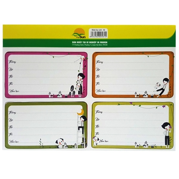 Nhãn Học Sinh The Sun 4 Ô