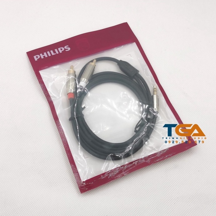 Dây tín hiệu âm thanh 3.5mm sang AV 2 chính hãng PHILIPS  Chân cắm mạ Inox . Chiều dài 1.5M và 3M