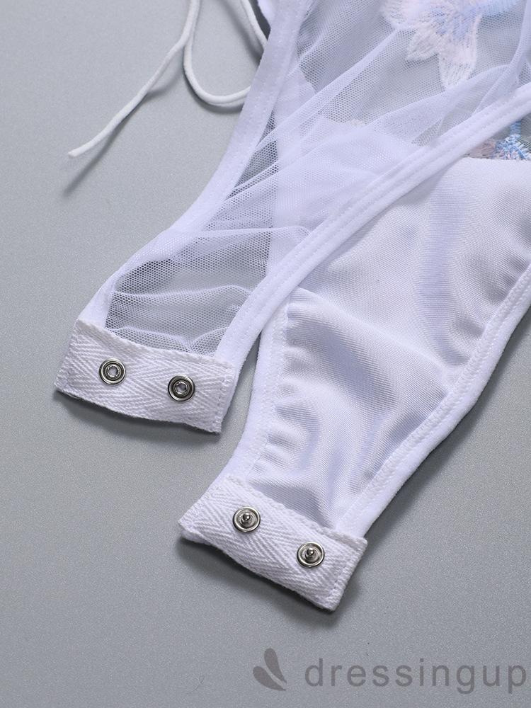 Áo liền quần vải ren thêu họa tiết thời trang quyến rũ cho nữ