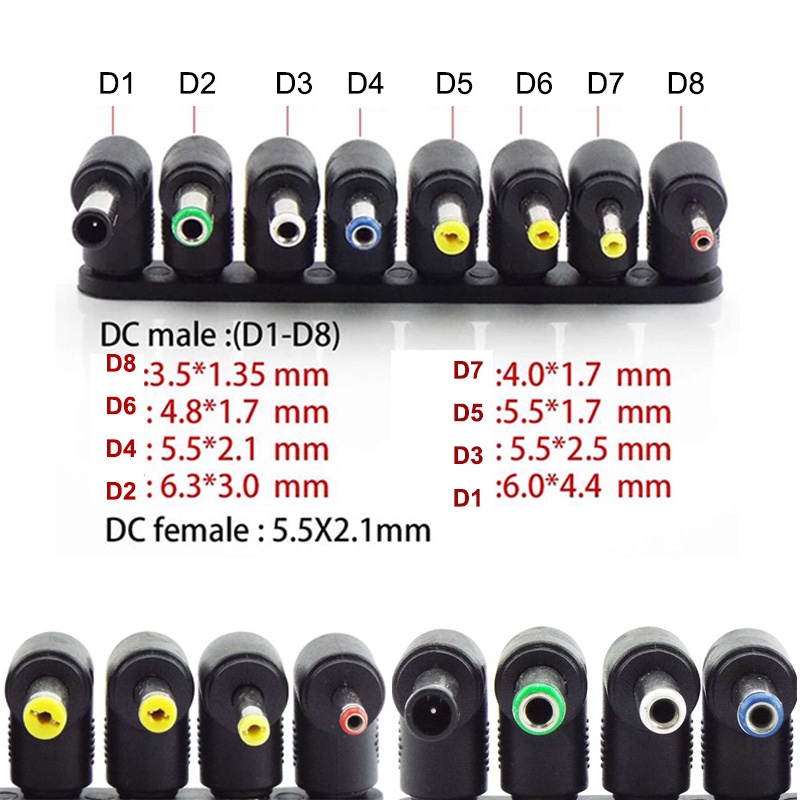 Đầu Nối Ổ Cắm Nguồn DC 5.5x2.1mm 90 Độ 5.5x2.5mm 4.8x1.7mm 4.0x1.7mm 3.5x1.3mm 2.5x0.7mm 2.0x0.6mm