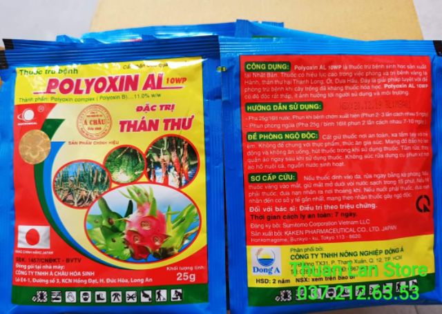 Thuốc trừ bệnh POLYOXIN AL 10WP - ĐẶC TRỊ THÁN THƯ - 25g