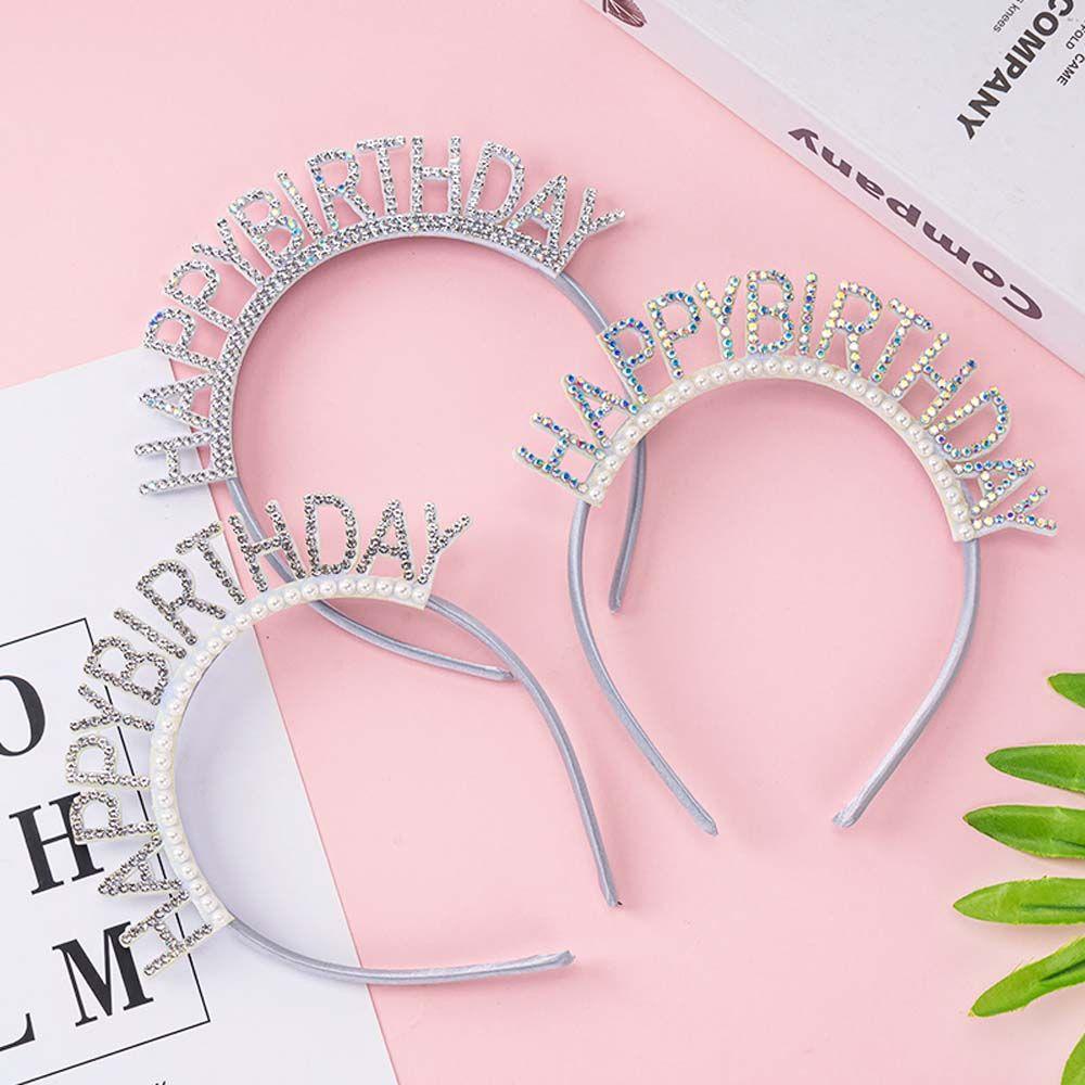 Qqmall Đơn Giản|Băng Đô Hình Vương Miện Có Chữ Happy Birthday Xinh Xắn Cho Nữ