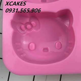 Khuôn Silicon Mèo Hello Kitty Vĩ 4 Mặt Lớn