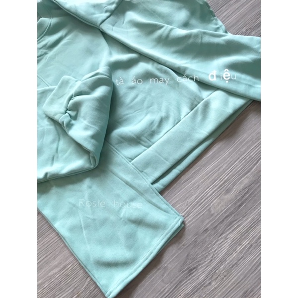 Bộ nỉ bông vạt lệch giá rẻ màu xanh mint