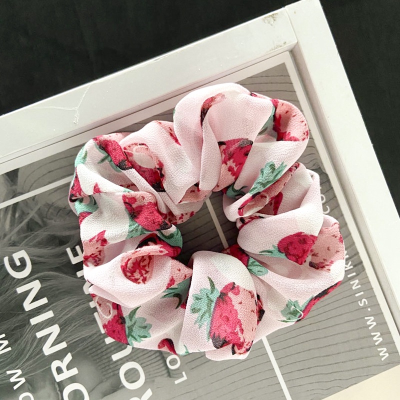 Mới Dây Buộc Tóc Co Giãn Họa Tiết Dâu Tây Đáng Yêu