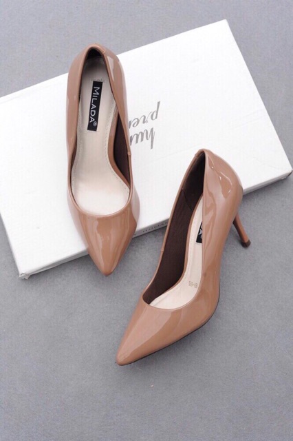 Giày cao gót cổ da mềm phong cách cổ điển size 35-39