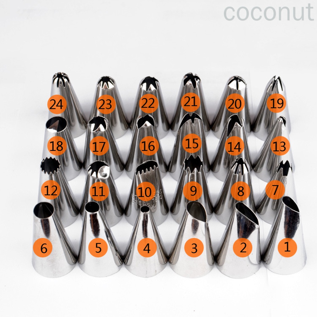 Set 10 đuôi bắt bông kem trang trí bánh bằng thép không gỉ có thể tái sử dụng