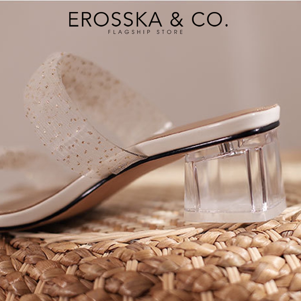 Erosska - Dép cao gót nữ Erosska 2 quai trong sang trọng màu nude - EM097