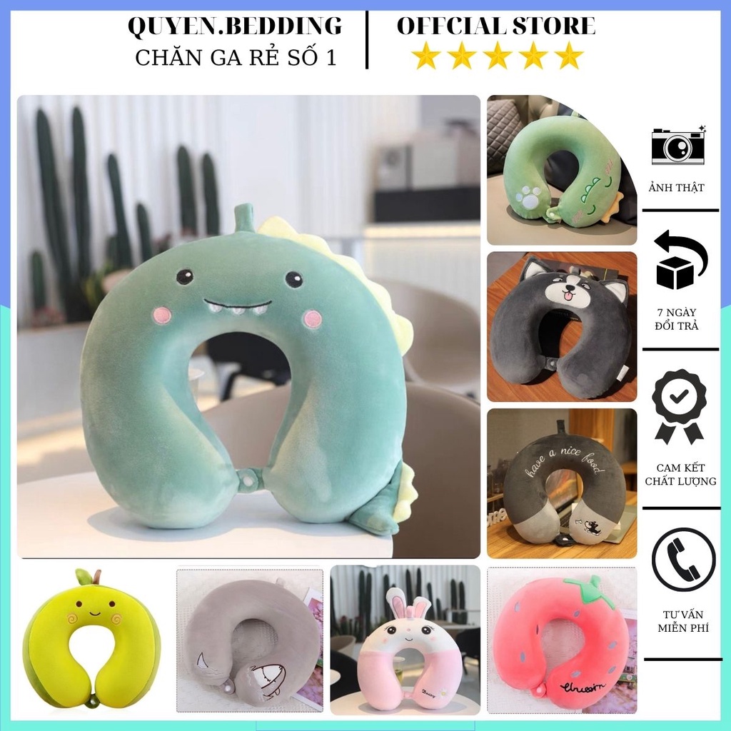 Gối Tựa Cổ Gối Chữ U Cao Su Non Hình Thú Ngộ Nghĩnh Chất Liệu Vỏ Nỉ Nhung Cao Cấp Kèm Ruột 100% Mủ Cao Su Non Mới Nhất