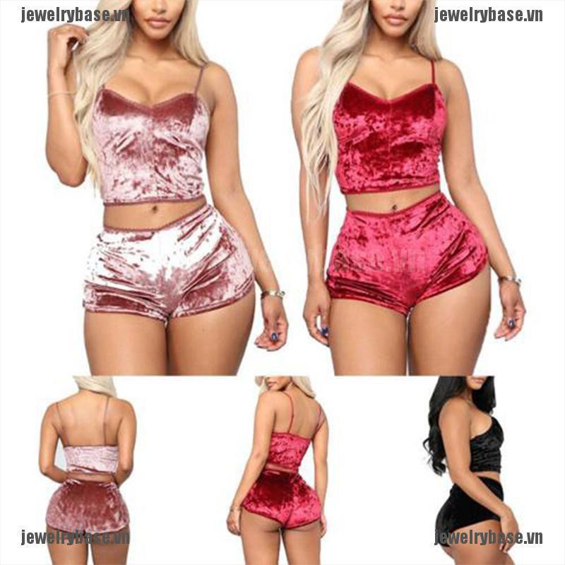 Bộ Đồ Ngủ 2 Dây Vải Nhung Quyến Rũ Cho Nữ | BigBuy360 - bigbuy360.vn