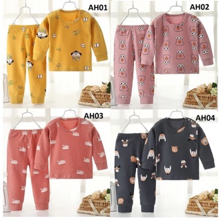 Bộ cotton dài tay thu đông hoạ tiết đáng yêu cho bé trai bé gái