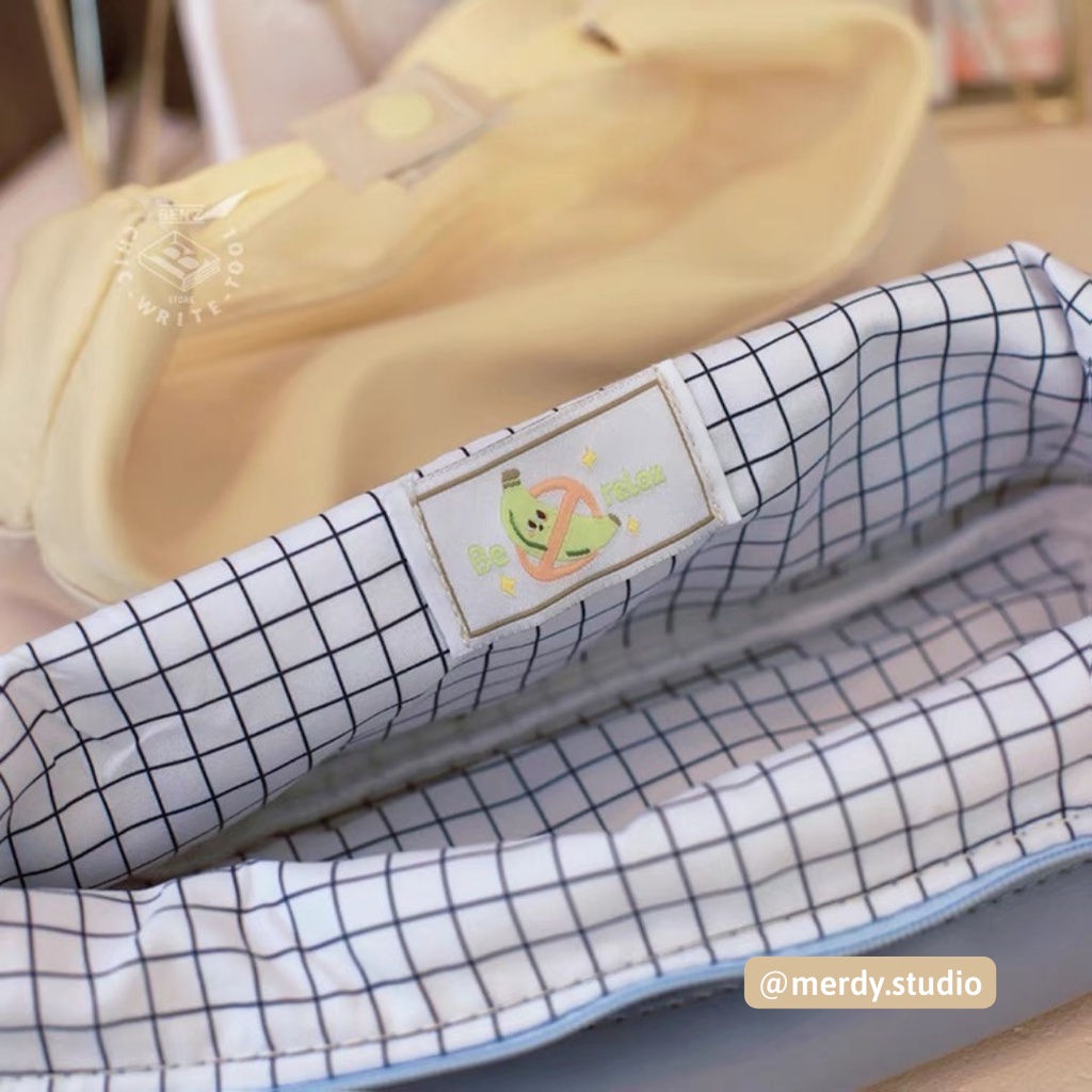 Túi đựng bút pastel siêu to vải dày dặn hoạ tiết caro