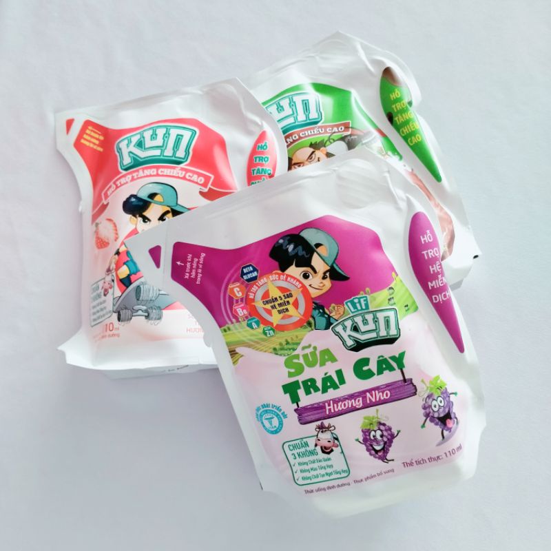 Combo 10 túi sữa Kun 110ml đủ vị