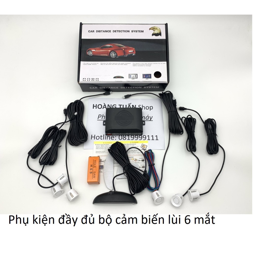 Cảm biến tiến lùi 6 mắt - 8 mắt trước sau TẶNG mũi khoan kèm màn hình có chuông cảnh báo vật cản