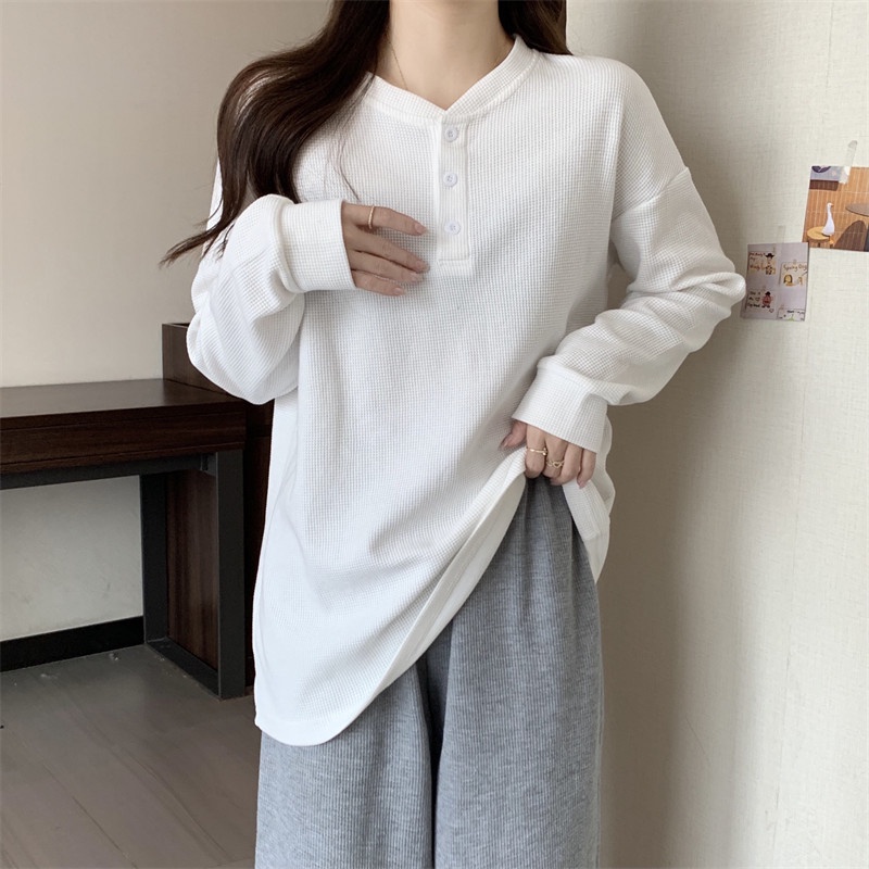 Áo SUXI tay dài dáng rộng đơn giản thời trang cho nữ