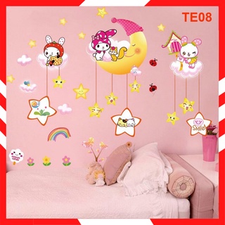 Decal dán tường cho bé ông trăng ngôi sao te08