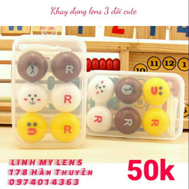 Khay đựng lens 3 đôi cute