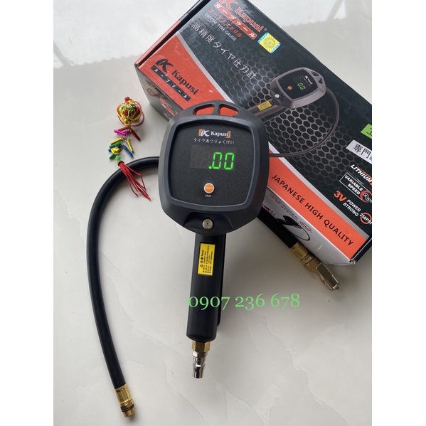 Đồng hồ bơm lốp Kapusi ,đồng hồ bơm lốp điện tử, tay bơm tích hợp 3 trong 1 bơm xả đo áp suất