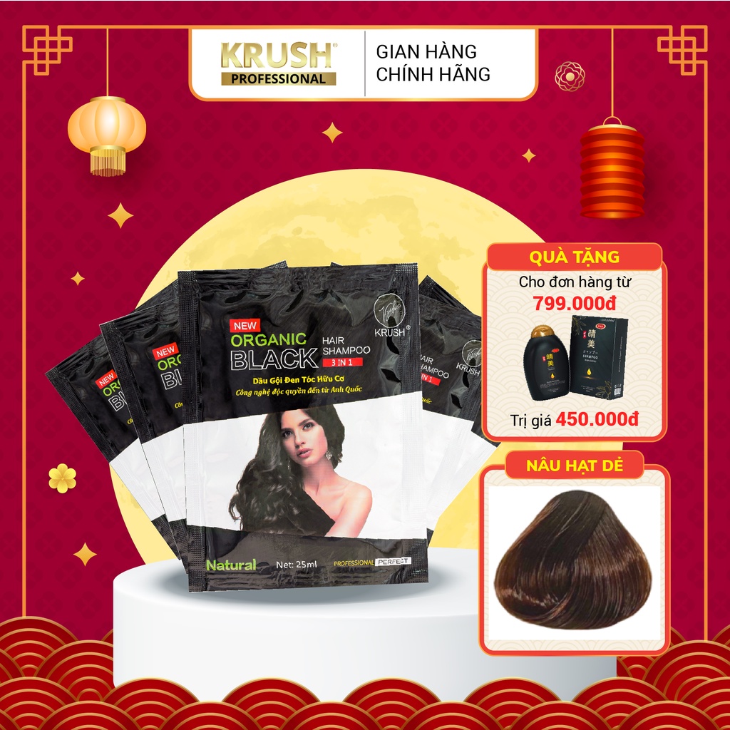 Dầu gội phủ bạc nhuộm tóc hữu cơ Krush màu nâu hạt dẻ