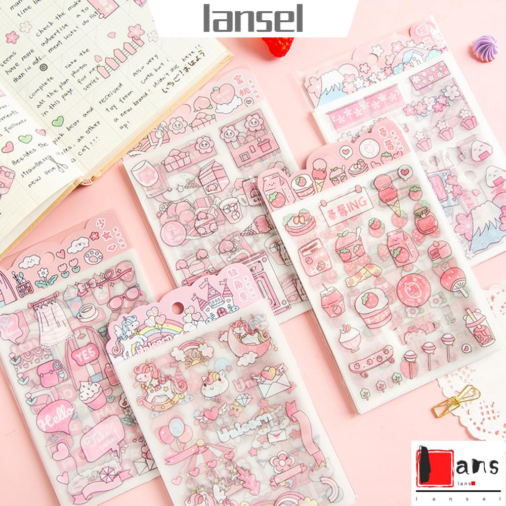 Set 4 tờ miếng dán trang trí sổ tay/ nhật ký họa tiết hoạt hình tùy chọn dễ thương DIY