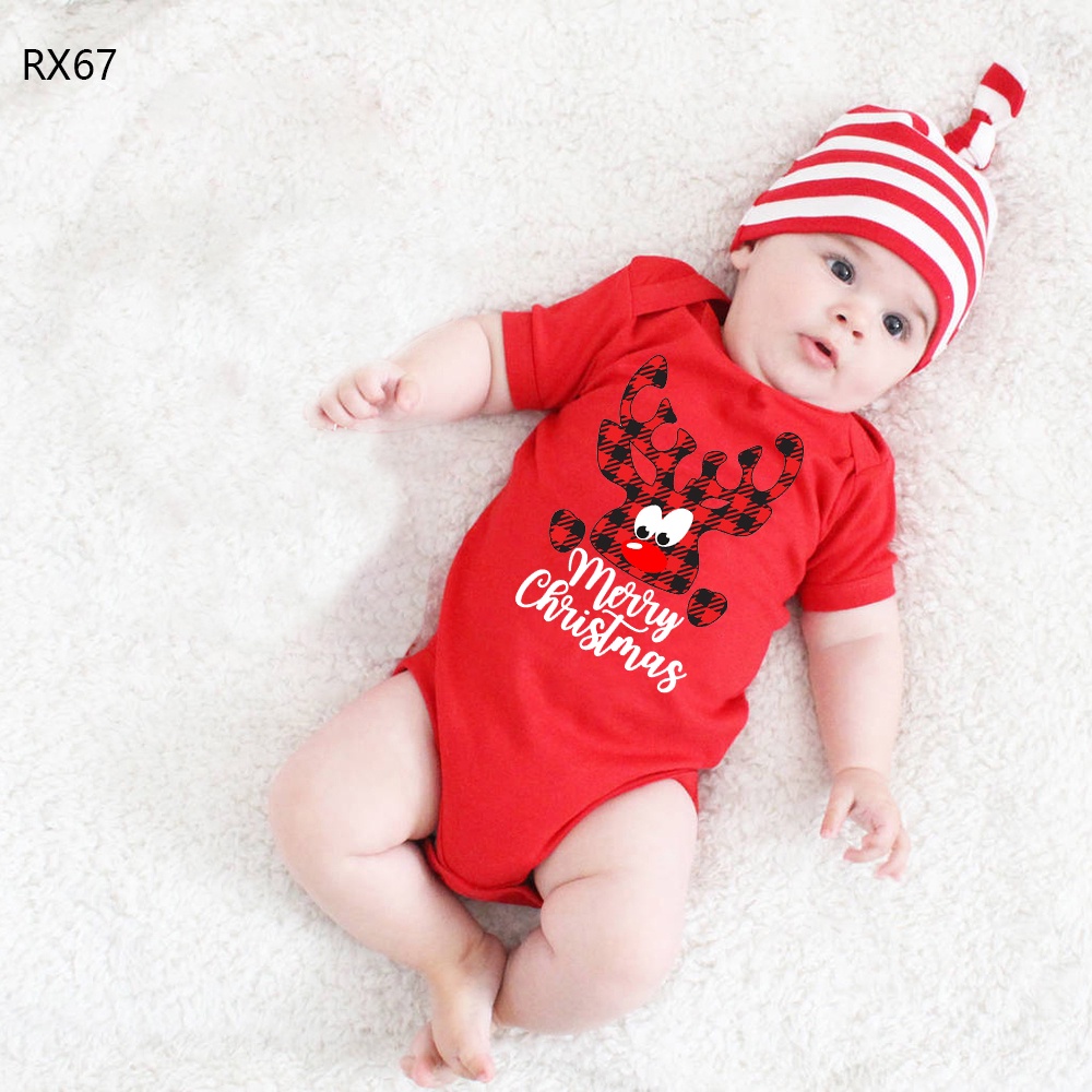 Giáng sinh vui vẻ cho bé Bộ áo liền quần Cotton màu đỏ Bộ áo liền quần Giáng sinh Unisex Bộ đồ liền thân Giáng sinh vui vẻ Quà tặng