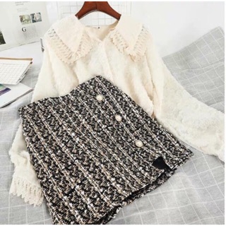 SET CHÂN VÁY DẠ KHUY NGỌC KÈM ÁO REN TIỂU THƯ HOT HOT❌L1 CHẤT ĐẸP❌