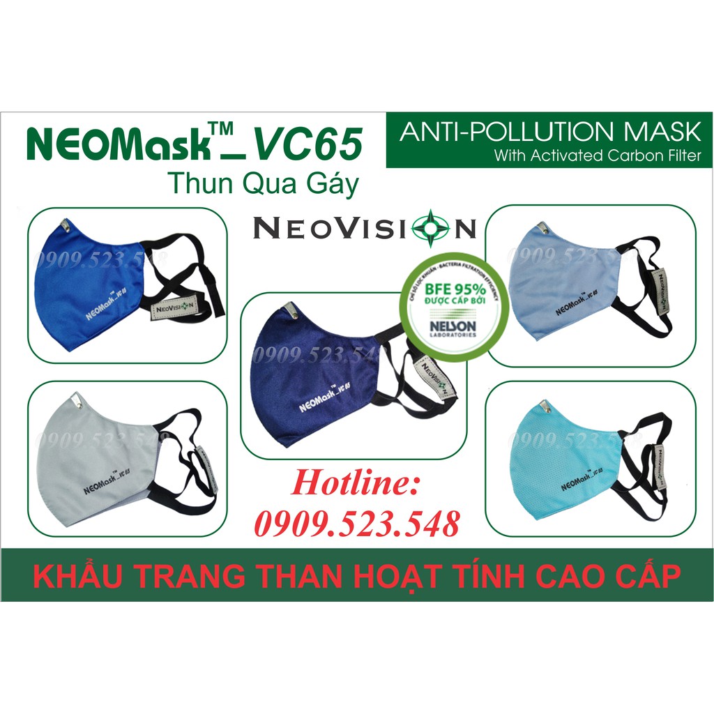 Khẩu trang Neomask VC65-TQG thun quàng gáy, khẩu trang Neovision chống bụi lọc không khí ô nhiễm