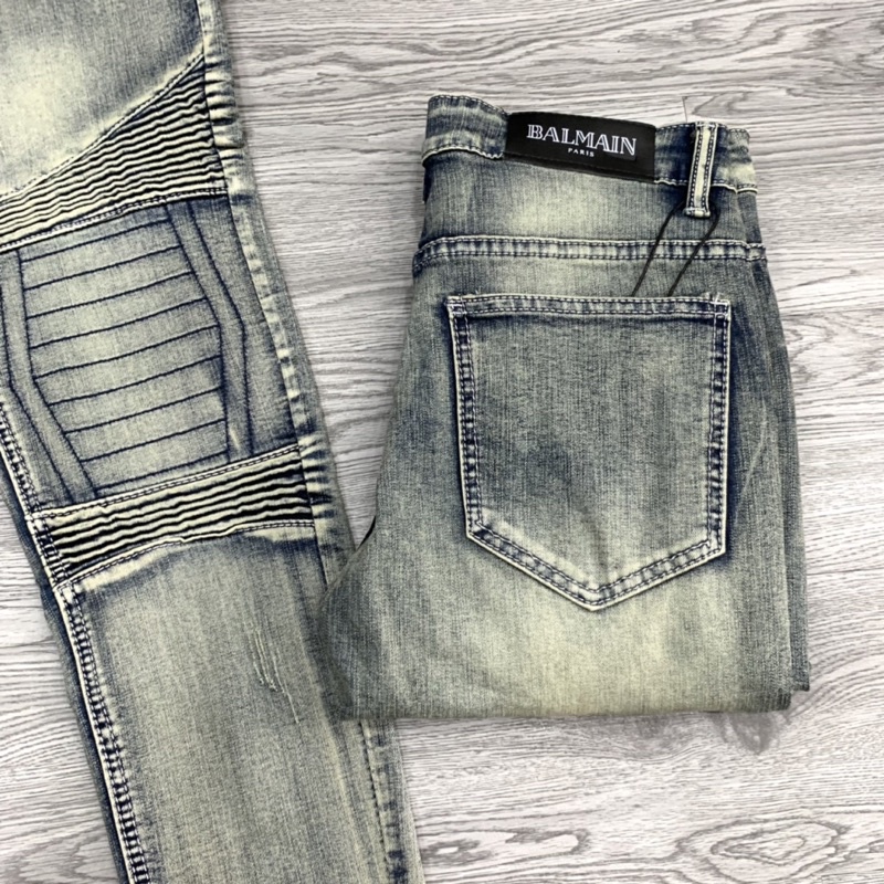 Quần jean Skinny bụi Nam vải nhăn đùi gối phối khoá zip ngang QJ138P