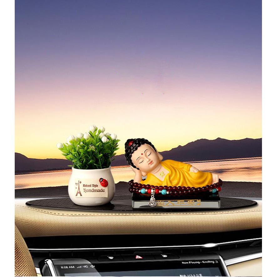 Tượng phật nằm trang trí xe ôtô, xe hơi đẹp (tặng kèm tràng vòng và đế )