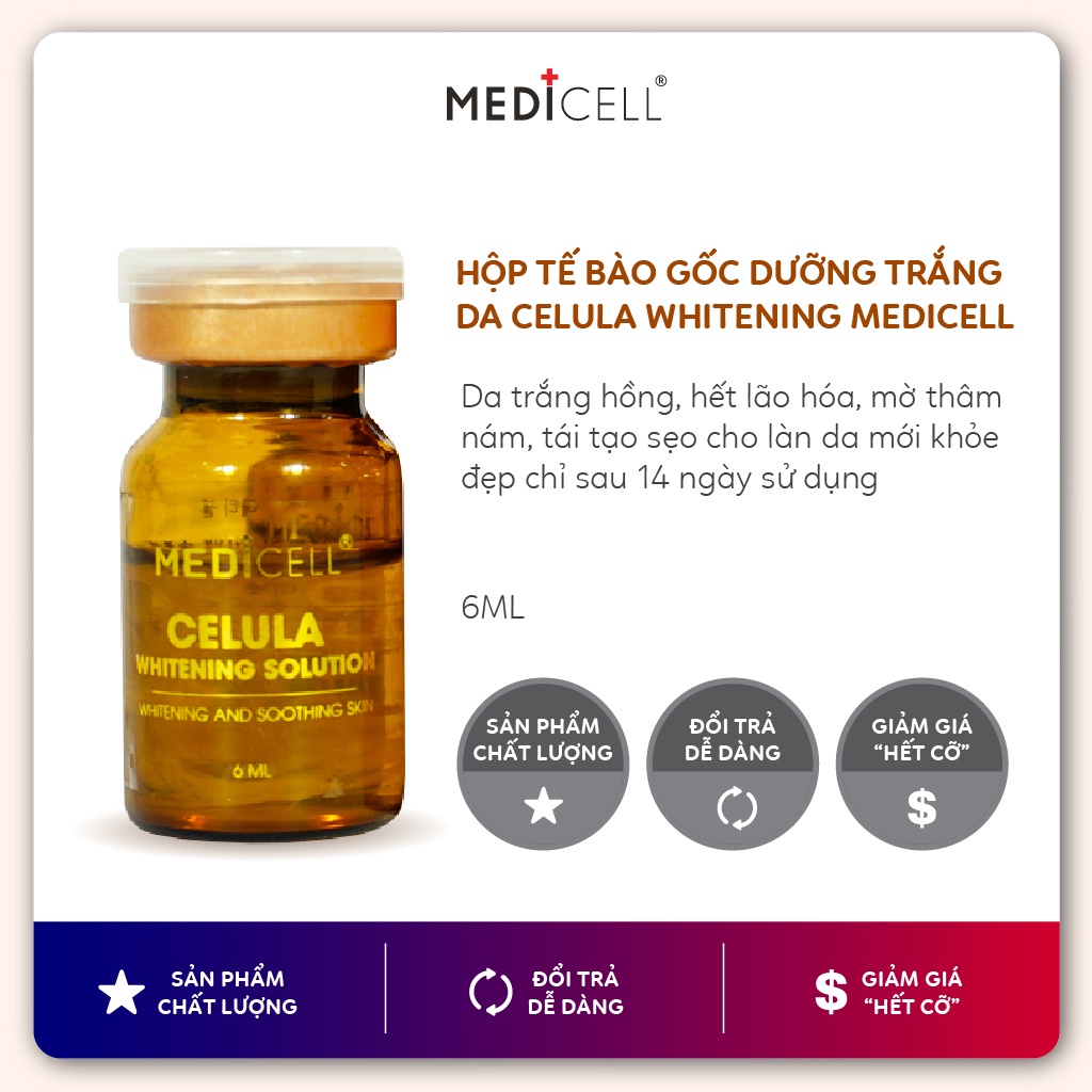 Tế bào gốc trắng da Medicell, hết thâm mụn se khít lỗ chân lông, làm đều màu da Celula Whitening Solution - lọ 6ml