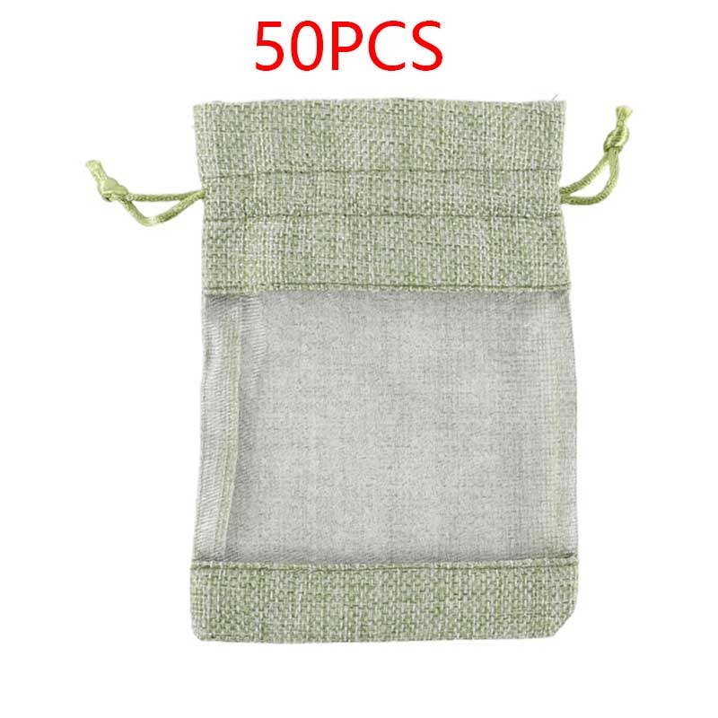 Bộ 50 Túi Dây Rút Chất Liệu Sợi Đay Tự Nhiên