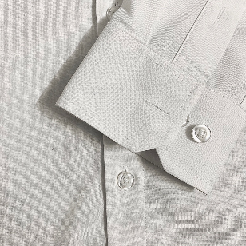 Áo sơ mi nam trắng trơn có túi dài tay, vải cotton đẹp, đứng form - HALIOMAN